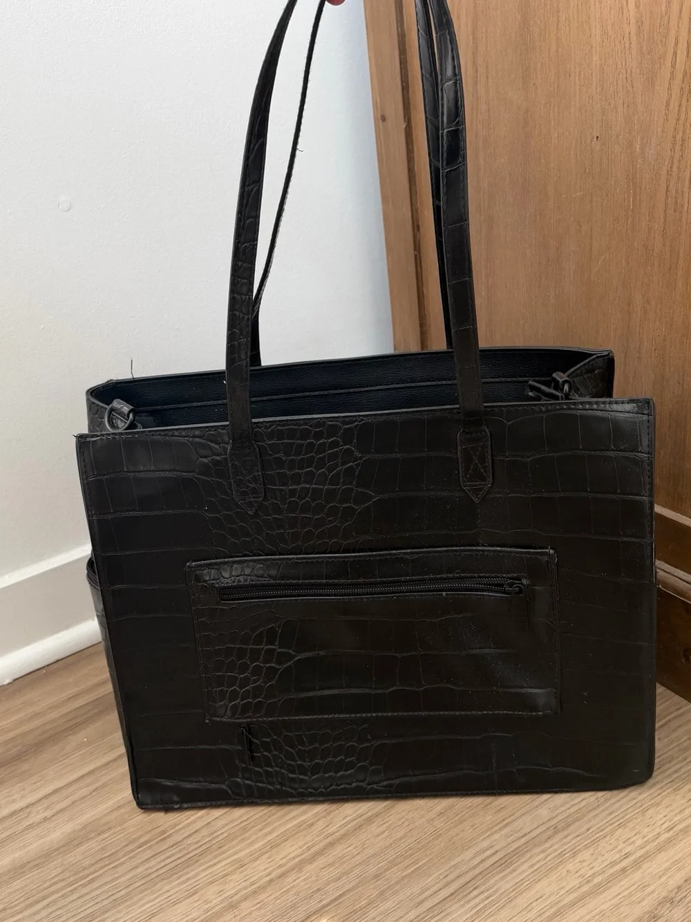 BEIS Work Tote in Black Croc